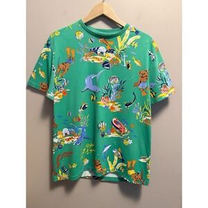 Polo Ralph Lauren Shirt Mens Size L Green Bear Snorkeling Ocean Marine Print Tee